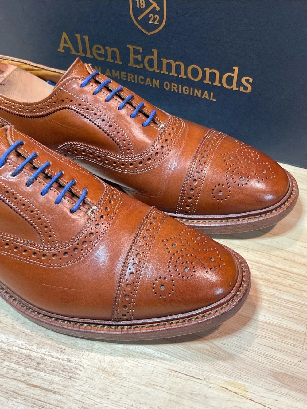 Allen Edmonds Elgin Men’s Leather Brogue Cap Toe Oxfords Sz 11D Made In USA 🇺🇸